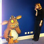 Jessica Horst meets the Gruffalo's Child at Seven Stories in Newcastle.