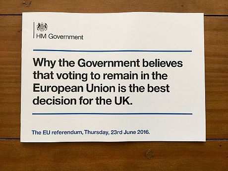 The front page of the government's leaflet on the EU referendum